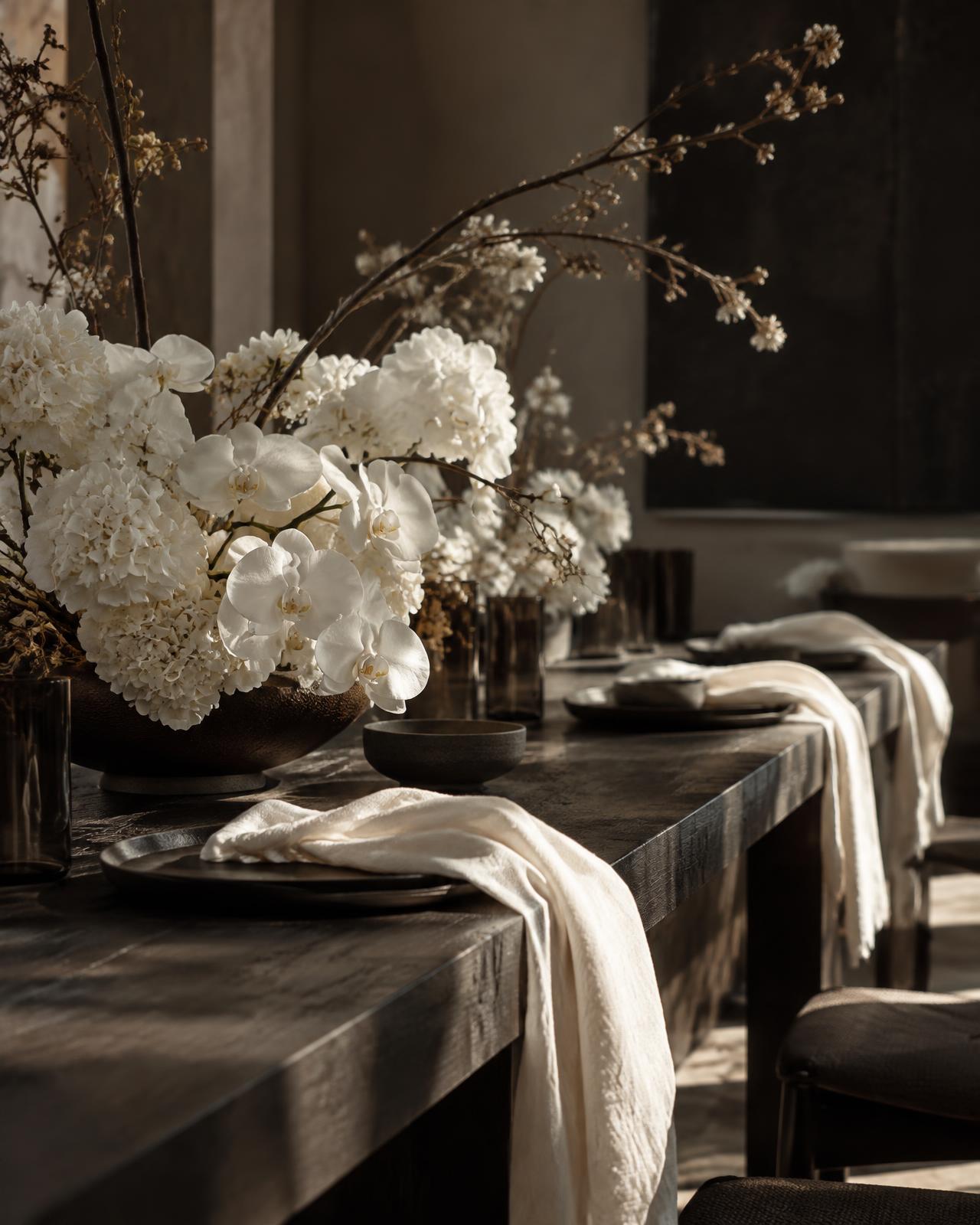 Floral and material details for event design